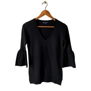 Gap Black Bell Sleeve V-Neck Sweater Size XS